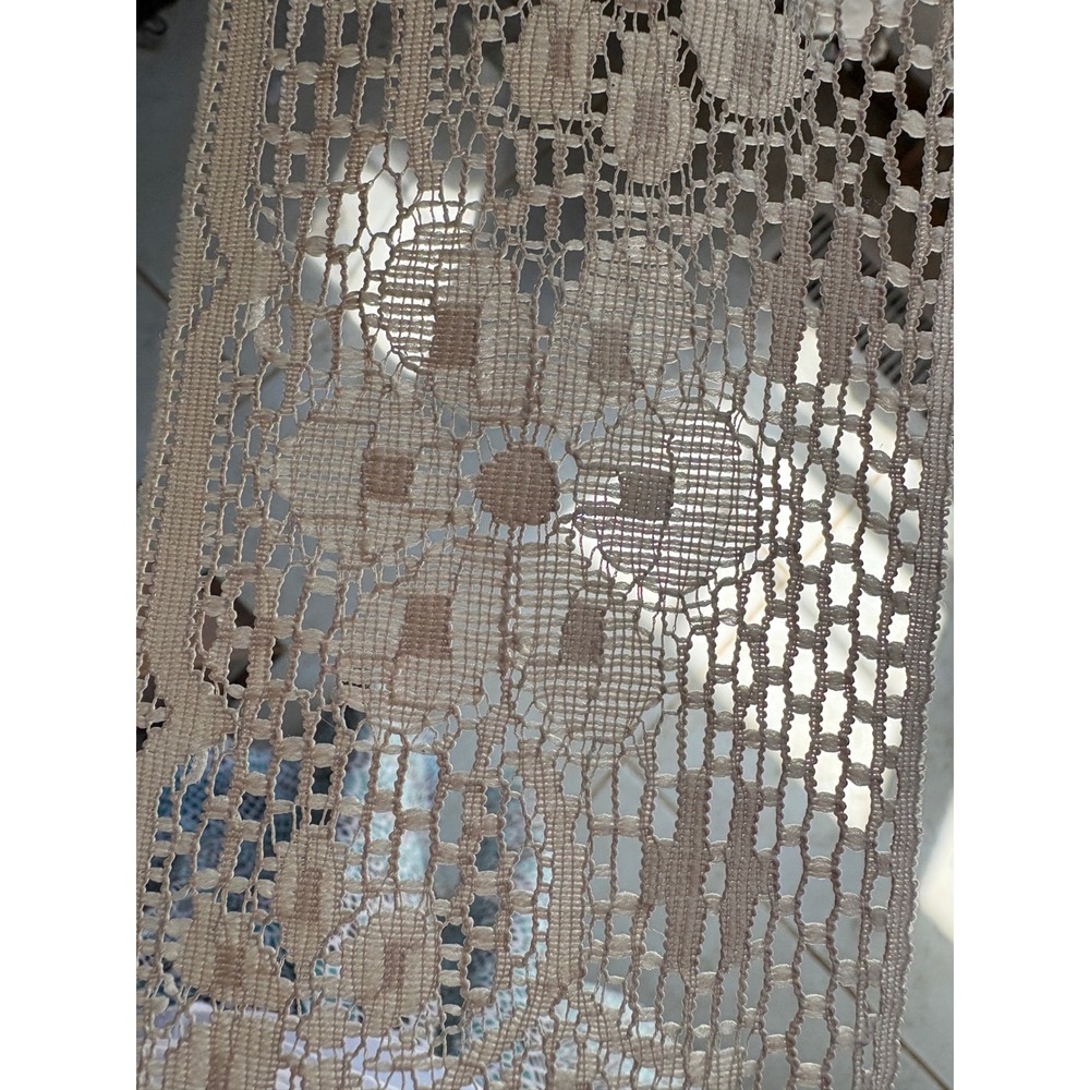 Vtg 1980s Filet Crochet Insertion Lace Trim Cream Floral 4" Wide 7.14 Yds
